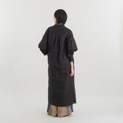 スタンドカラー ラミー ロングシャツワンピース