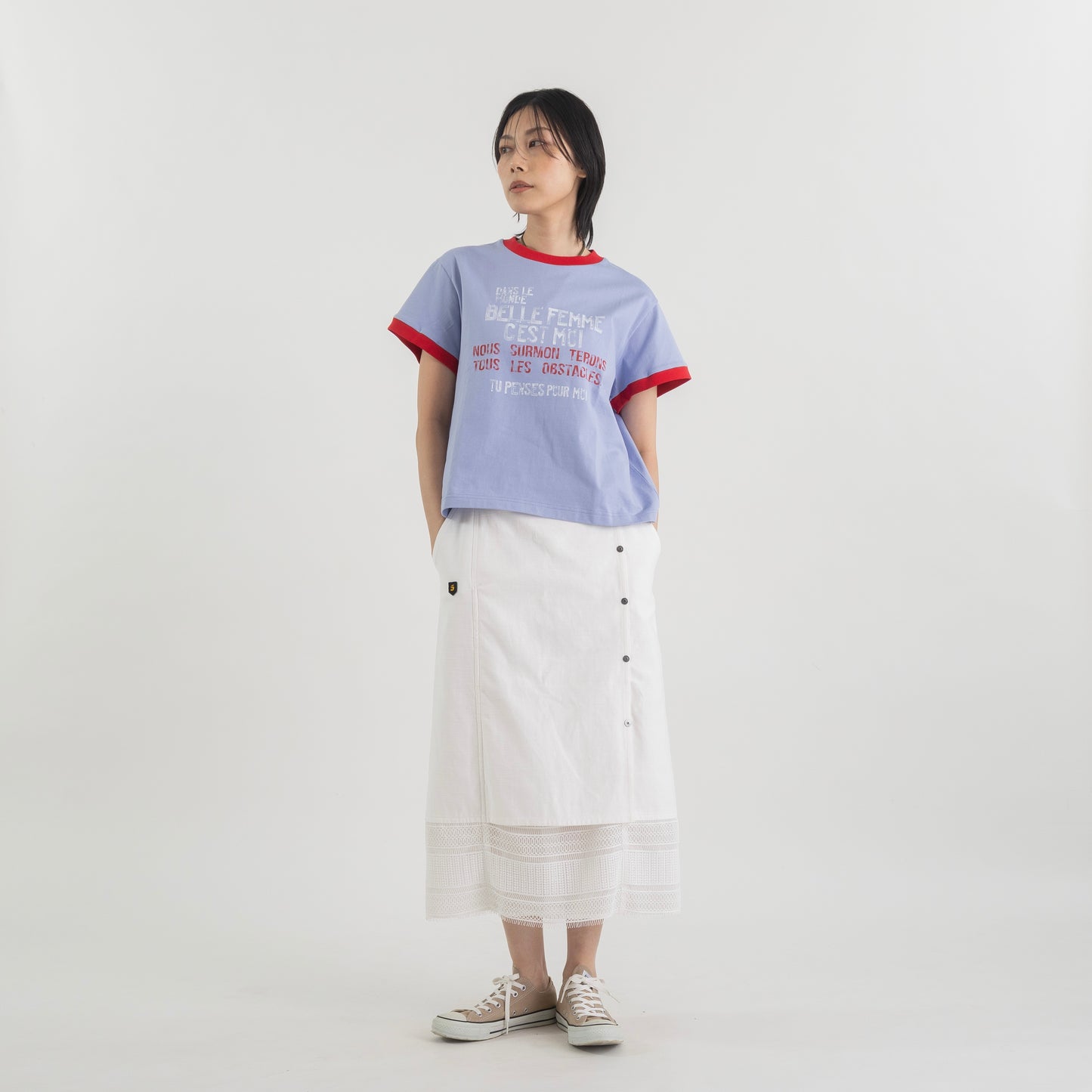 配色リンガー ロゴプリントTシャツ