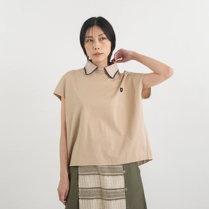 2WAY衿付き フレンチスリーブカットソー