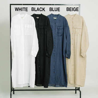 スタンドカラー ラミー ロングシャツワンピース【BB62-404】