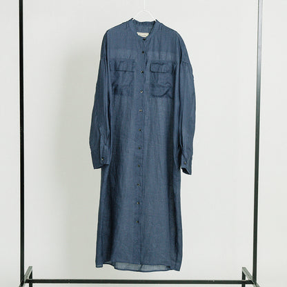 スタンドカラー ラミー ロングシャツワンピース【BB62-404】