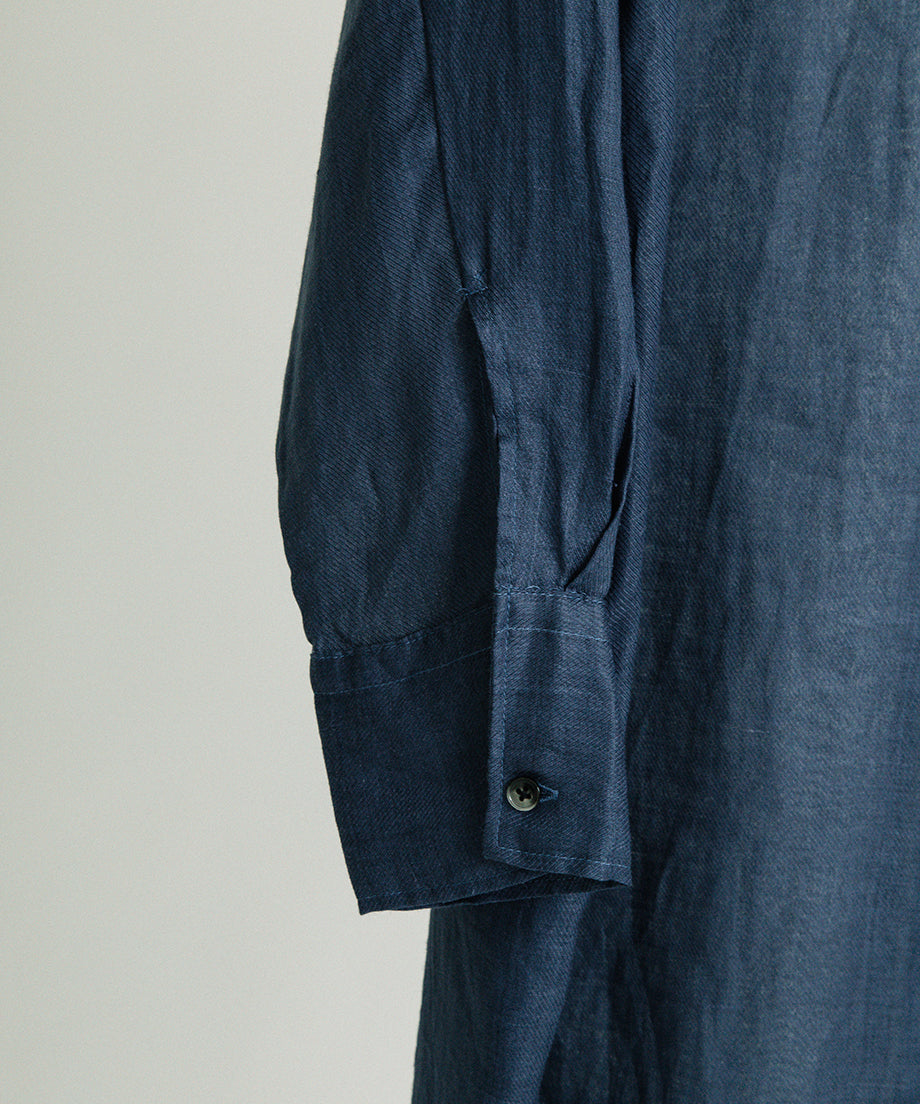 スタンドカラー ラミー ロングシャツワンピース【BB62-404】