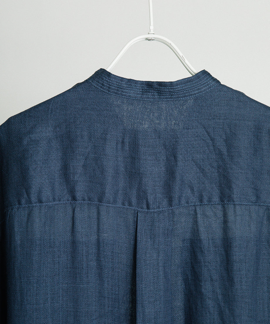 スタンドカラー ラミー ロングシャツワンピース【BB62-404】