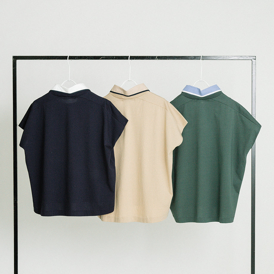 2WAY衿付き フレンチスリーブカットソー【BB62-919】