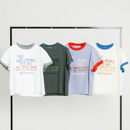 配色リンガー ロゴプリントTシャツ【BB62-921】