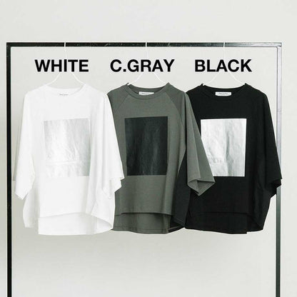 箔プリント ナイロン切替デザインTシャツ 【PB62-926】