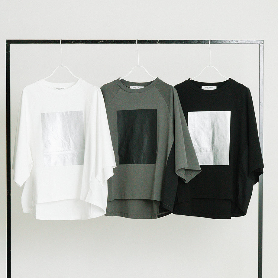 箔プリント ナイロン切替デザインTシャツ 【PB62-926】