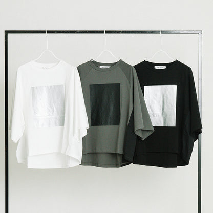 箔プリント ナイロン切替デザインTシャツ 【PB62-926】