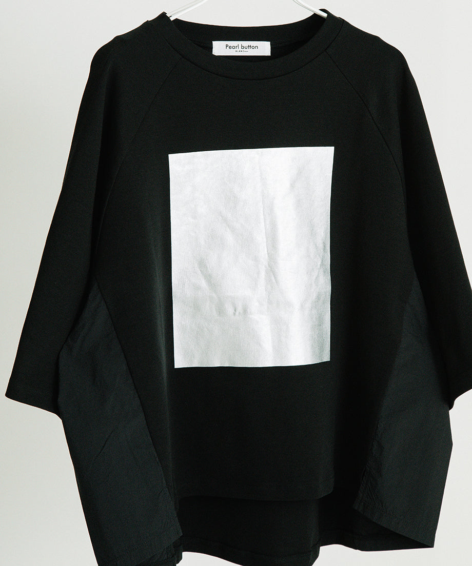 箔プリント ナイロン切替デザインTシャツ 【PB62-926】