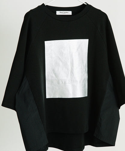 箔プリント ナイロン切替デザインTシャツ 【PB62-926】