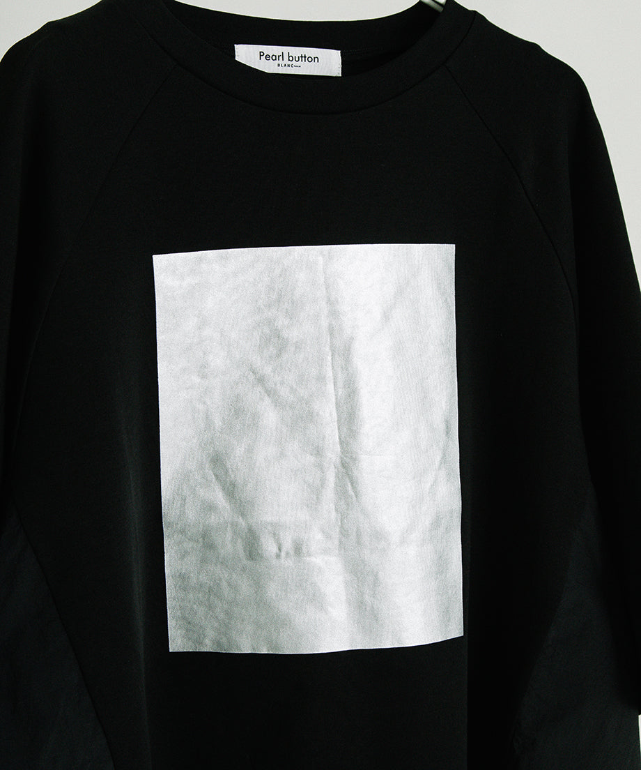 箔プリント ナイロン切替デザインTシャツ 【PB62-926】