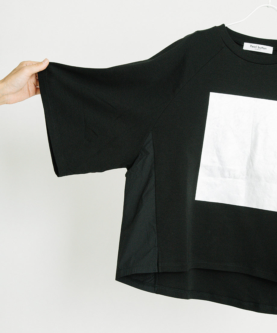 箔プリント ナイロン切替デザインTシャツ 【PB62-926】