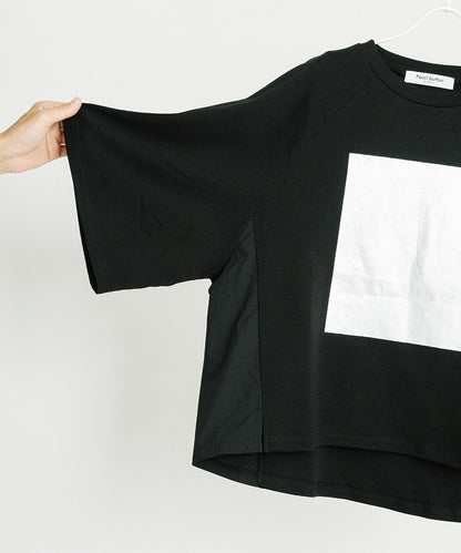 箔プリント ナイロン切替デザインTシャツ 【PB62-926】