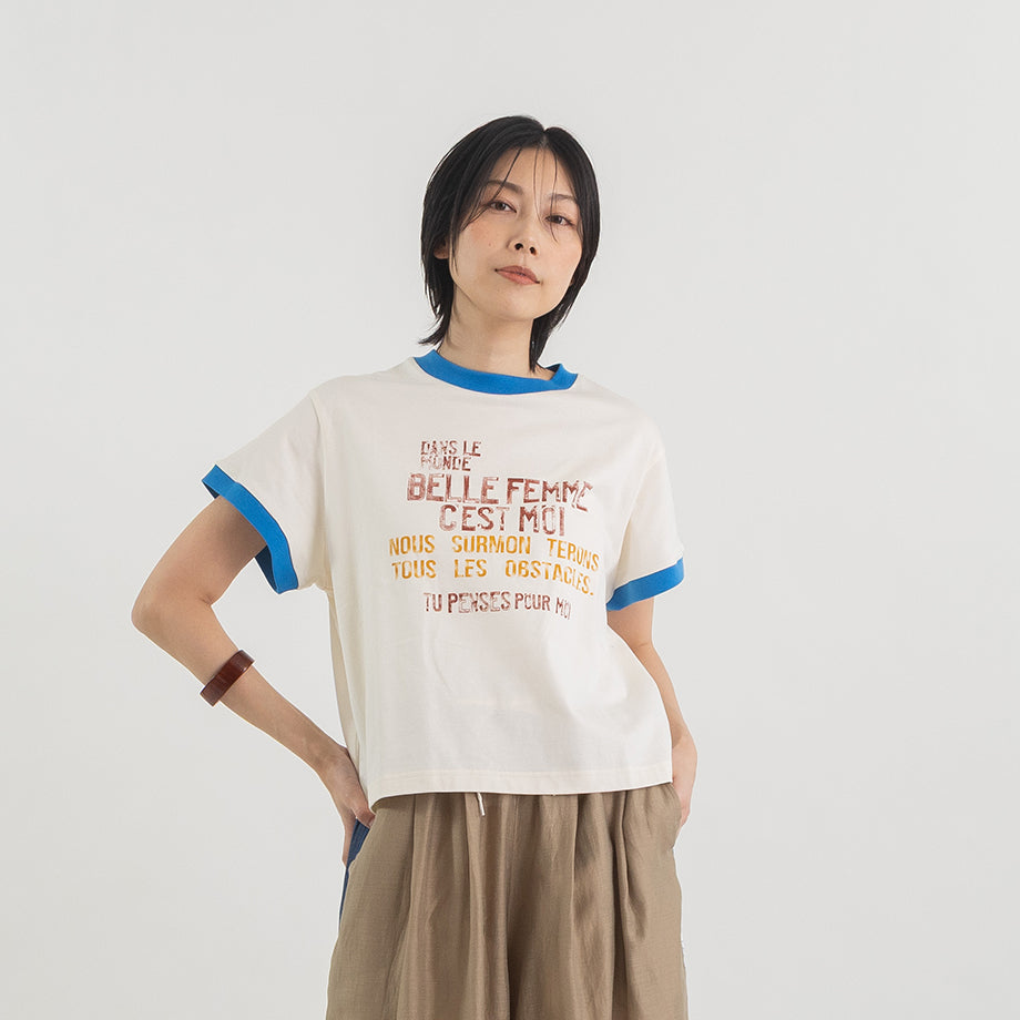 配色リンガー ロゴプリントTシャツ【BB62-921】