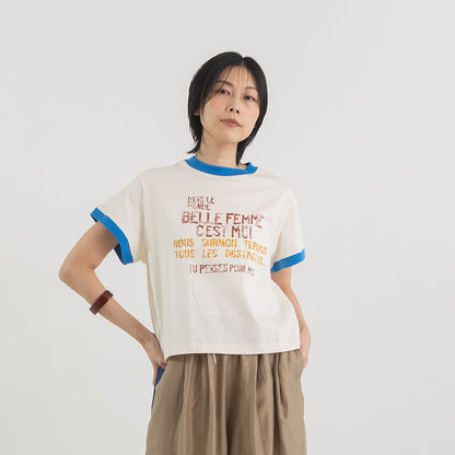 配色リンガー ロゴプリントTシャツ【BB62-921】