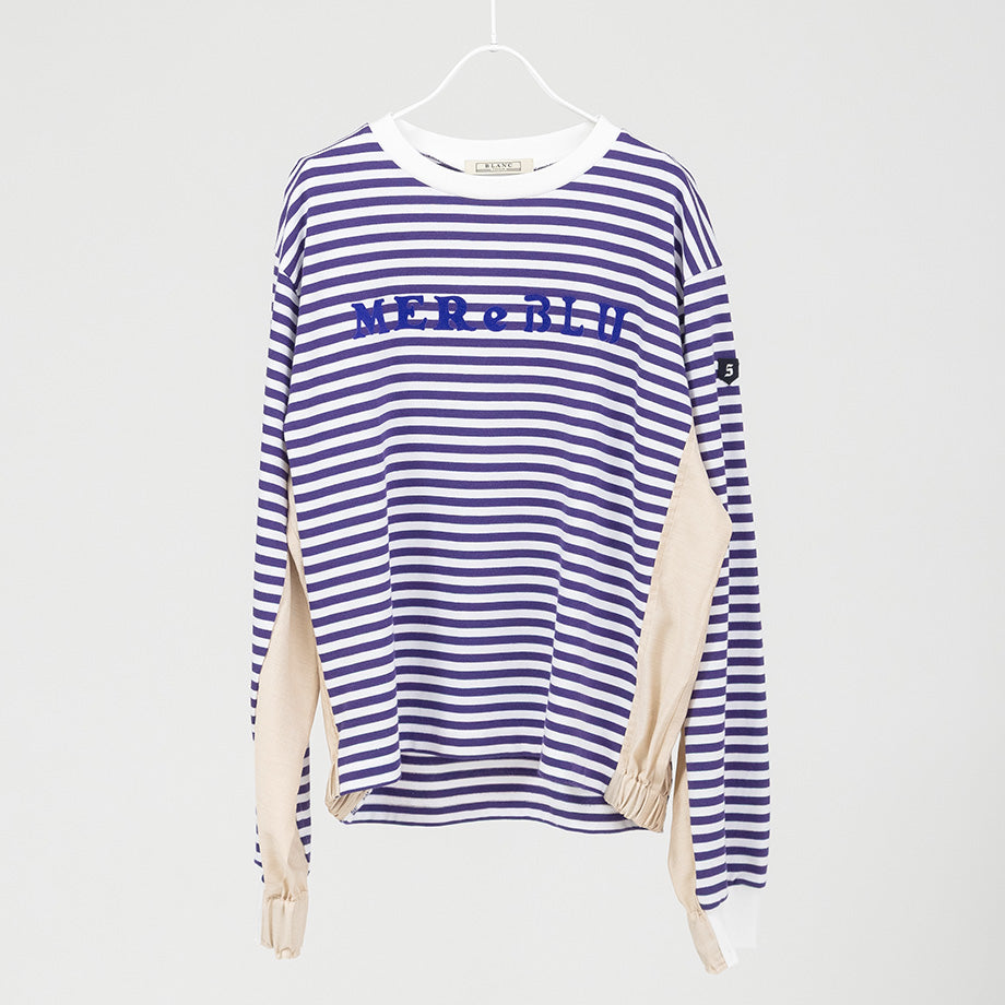 ロゴプリントボーダーロングTシャツ【BB61-904】