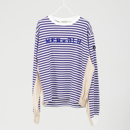ロゴプリントボーダーロングTシャツ【BB61-904】