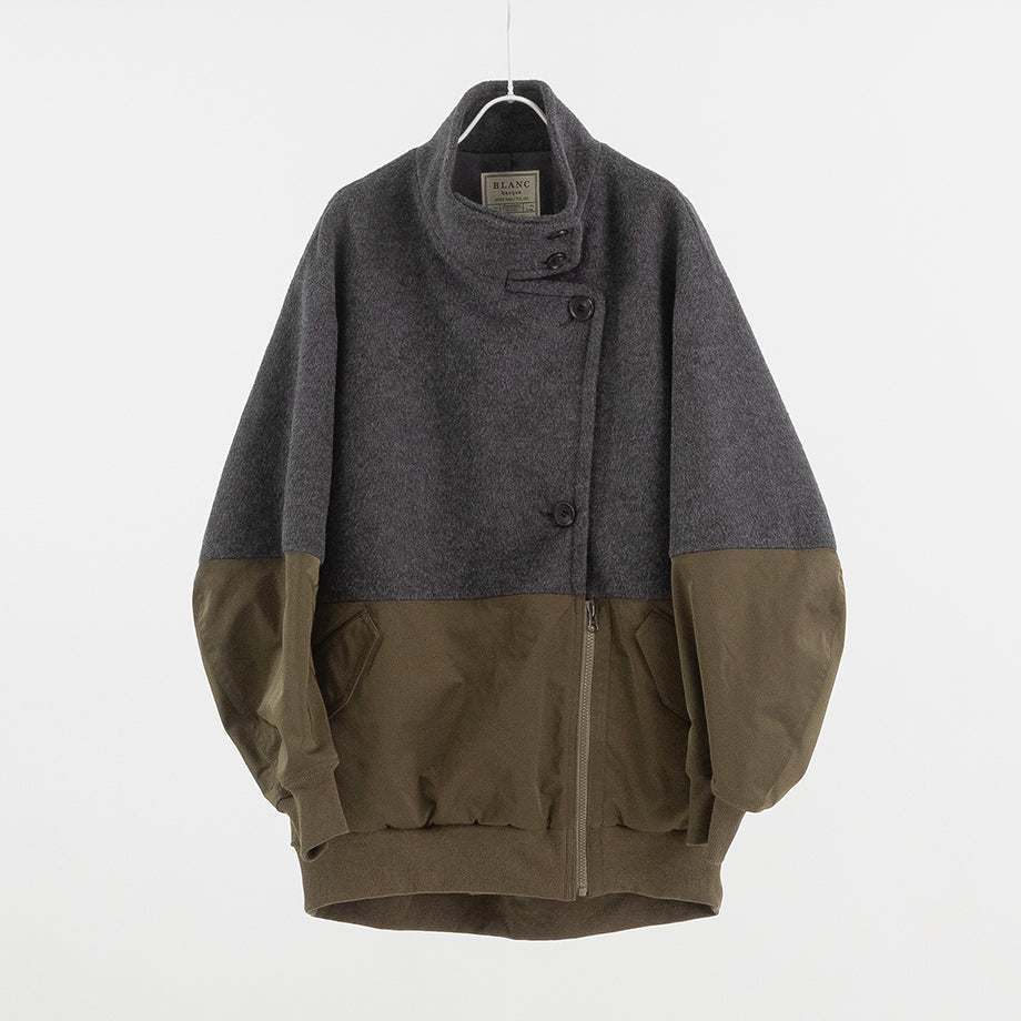 異素材切替スタンドカラーブルゾン