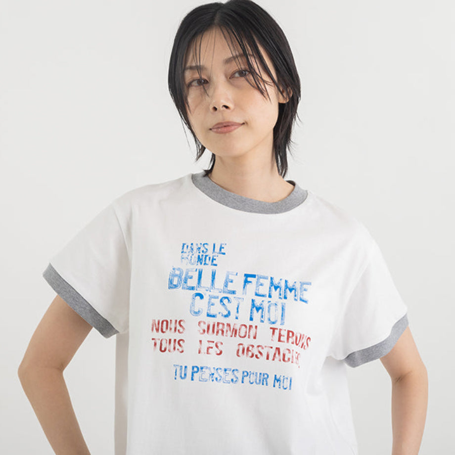 配色リンガー ロゴプリントTシャツ【BB62-921】