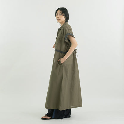 切替デザイン ロングシャツワンピース【BB62-403】