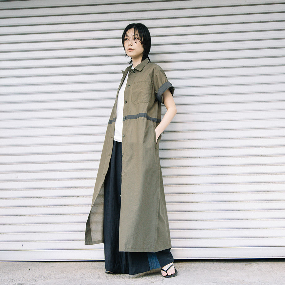 切替デザイン ロングシャツワンピース【BB62-403】