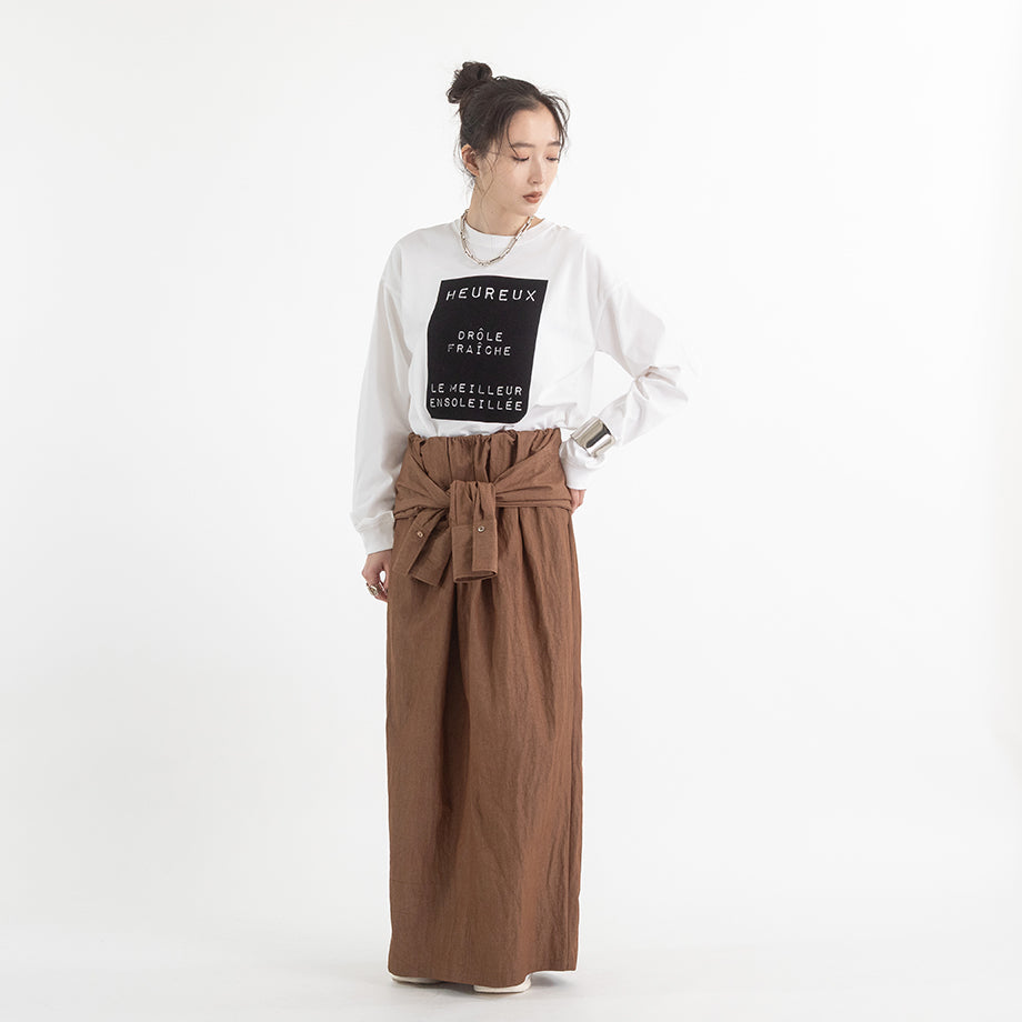 シャツディテール タフタロングスカート