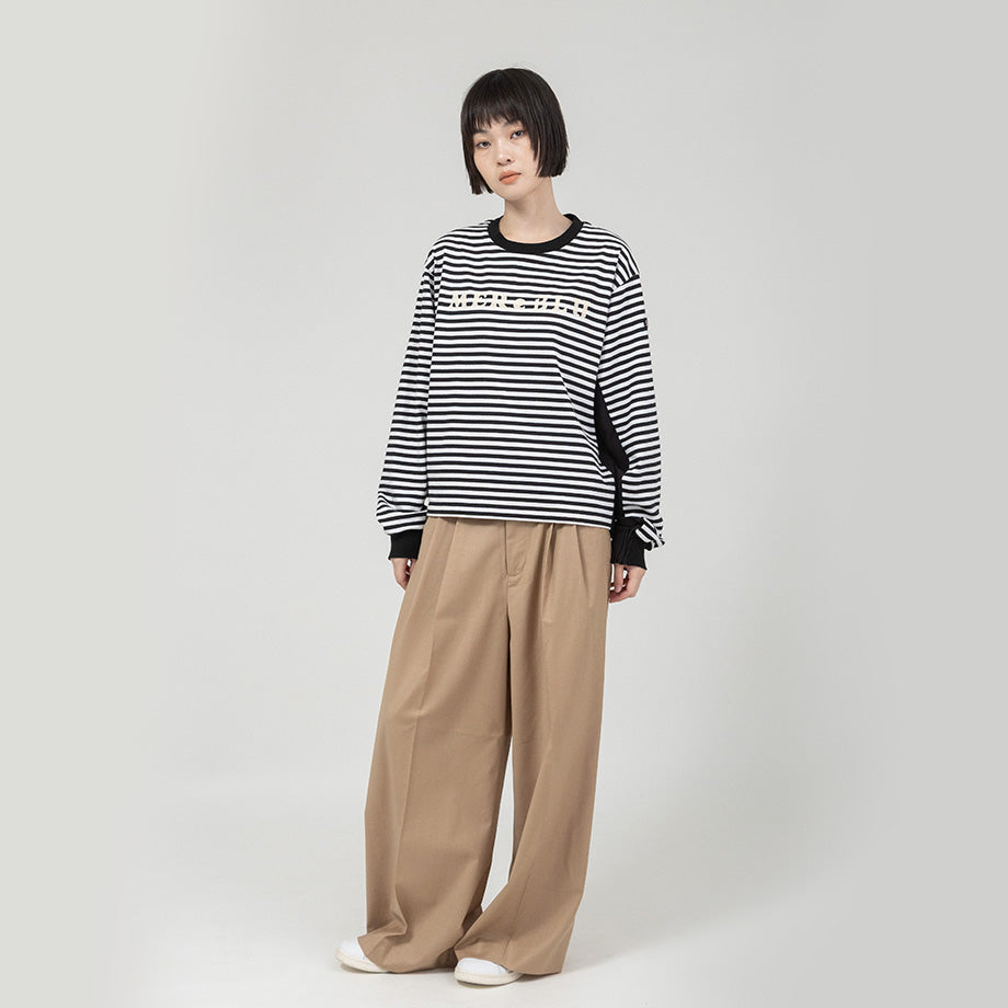 ロゴプリントボーダーロングTシャツ【BB61-904】
