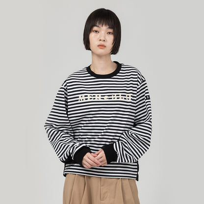 ロゴプリントボーダーロングTシャツ【BB61-904】