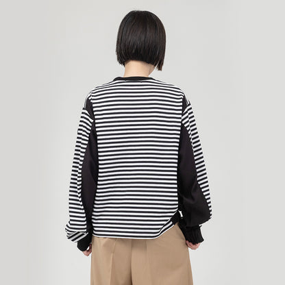 ロゴプリントボーダーロングTシャツ【BB61-904】