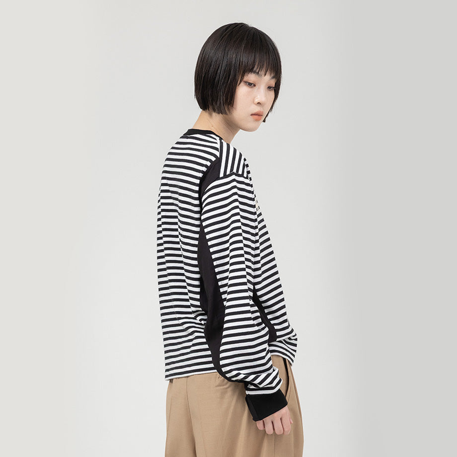 ロゴプリントボーダーロングTシャツ【BB61-904】