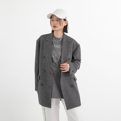 ウールヘリンボーン ダブルプレストオーバージャケット