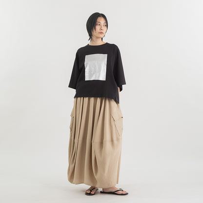 箔プリント ナイロン切替デザインTシャツ 【PB62-926】