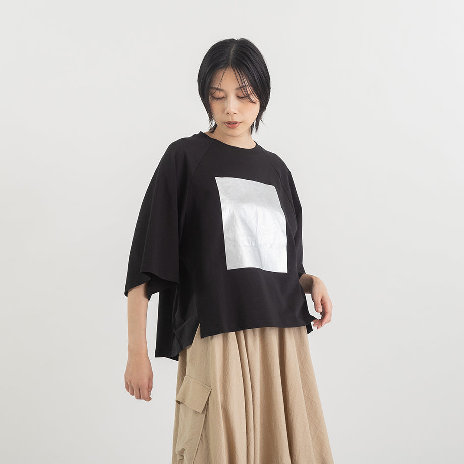 箔プリント ナイロン切替デザインTシャツ 【PB62-926】