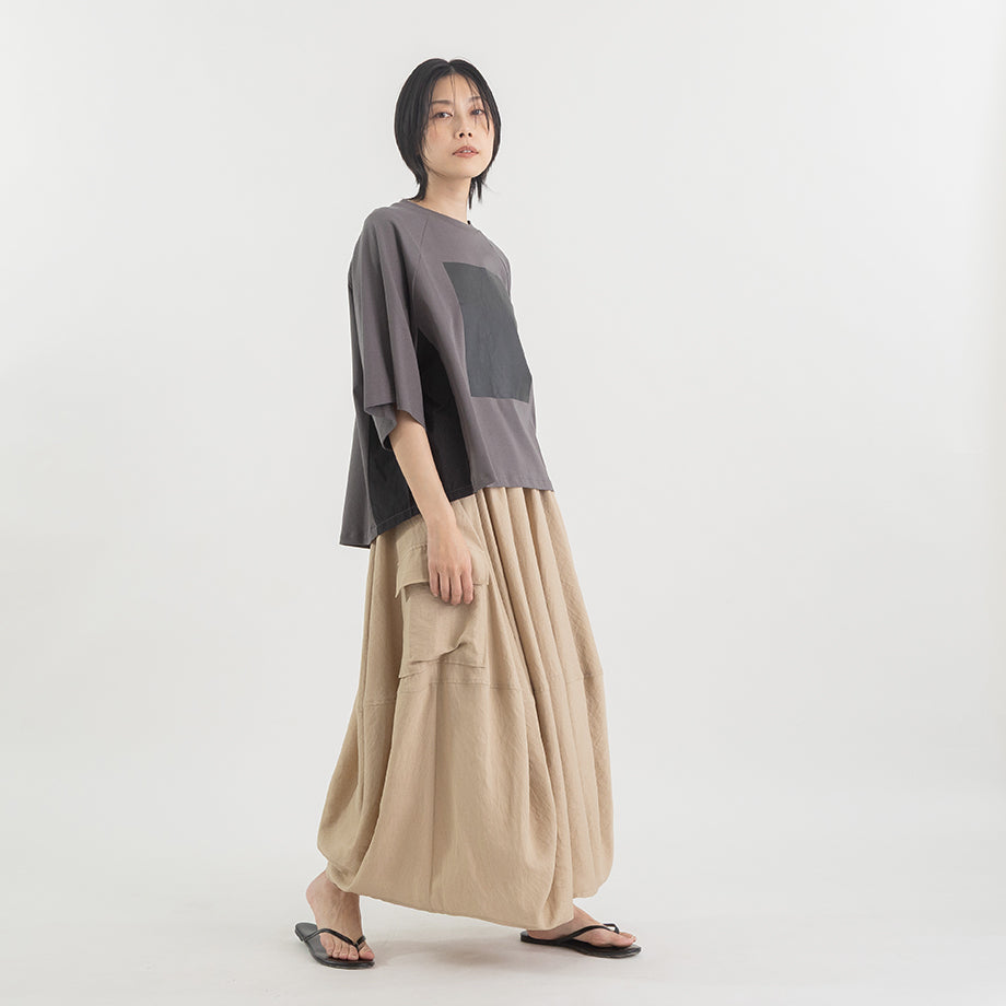 箔プリント ナイロン切替デザインTシャツ 【PB62-926】