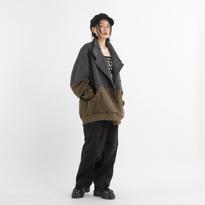 異素材切替スタンドカラーブルゾン