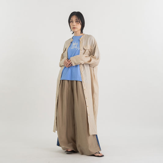 スタンドカラー ラミー ロングシャツワンピース【BB62-404】