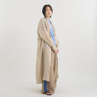 スタンドカラー ラミー ロングシャツワンピース【BB62-404】