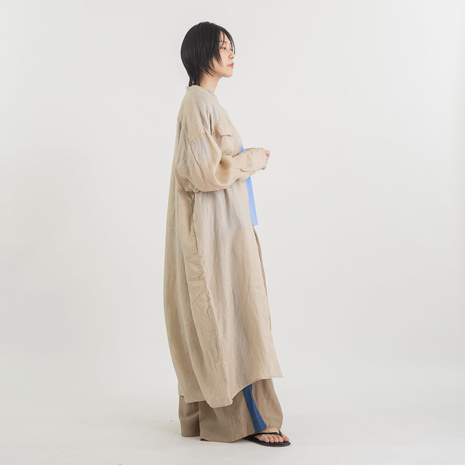 スタンドカラー ラミー ロングシャツワンピース【BB62-404】