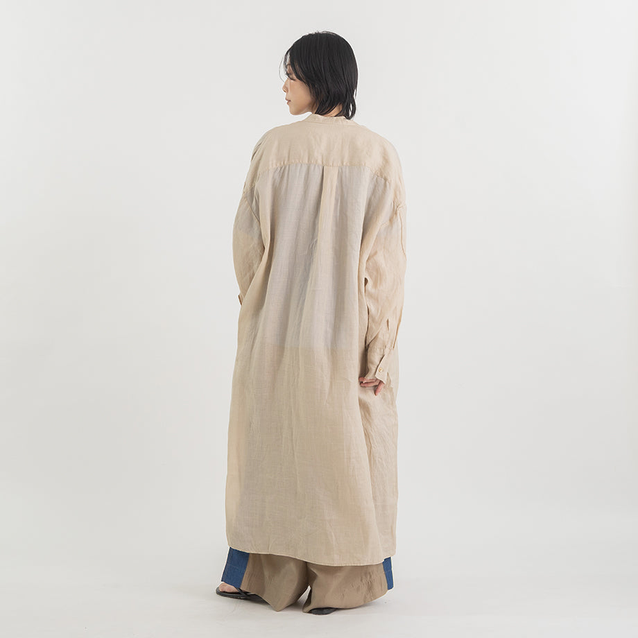 スタンドカラー ラミー ロングシャツワンピース【BB62-404】