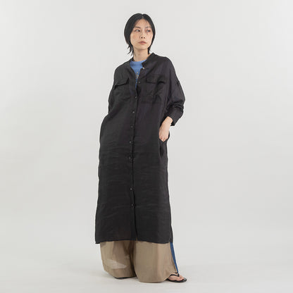 スタンドカラー ラミー ロングシャツワンピース【BB62-404】
