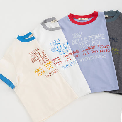 配色リンガー ロゴプリントTシャツ【BB62-921】