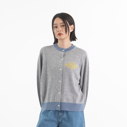 STYLERロゴ刺繍 配色ニットカーディガン