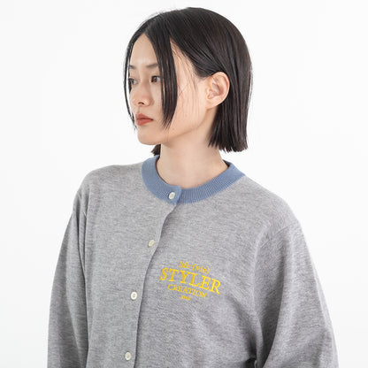 STYLERロゴ刺繍 配色ニットカーディガン