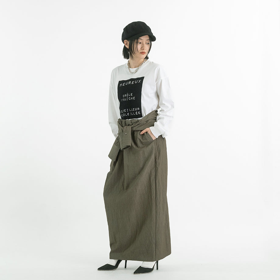 シャツディテール タフタロングスカート
