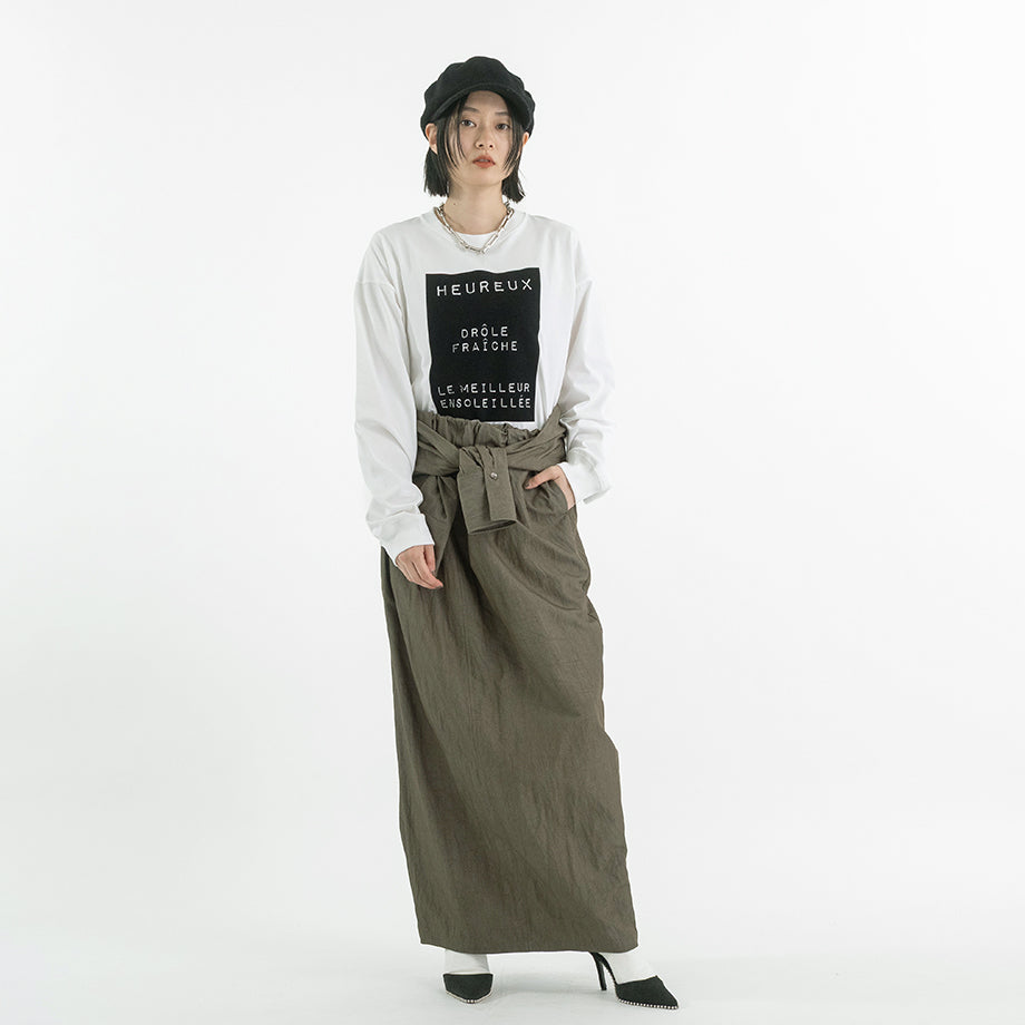 シャツディテール タフタロングスカート