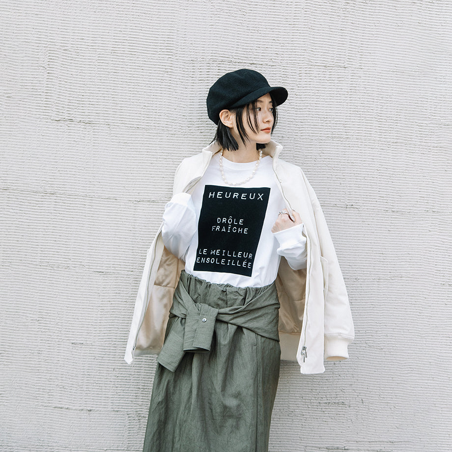 シャツディテール タフタロングスカート