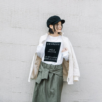 シャツディテール タフタロングスカート