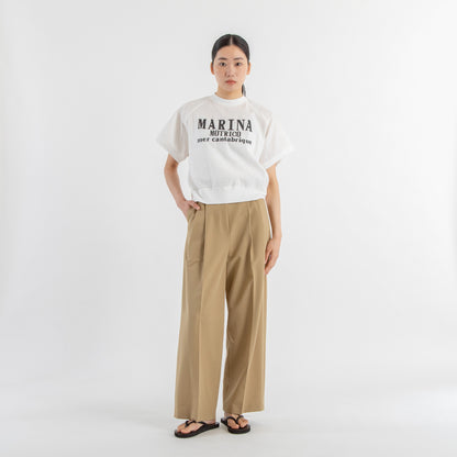リネン混ロゴプリントプルオーバー