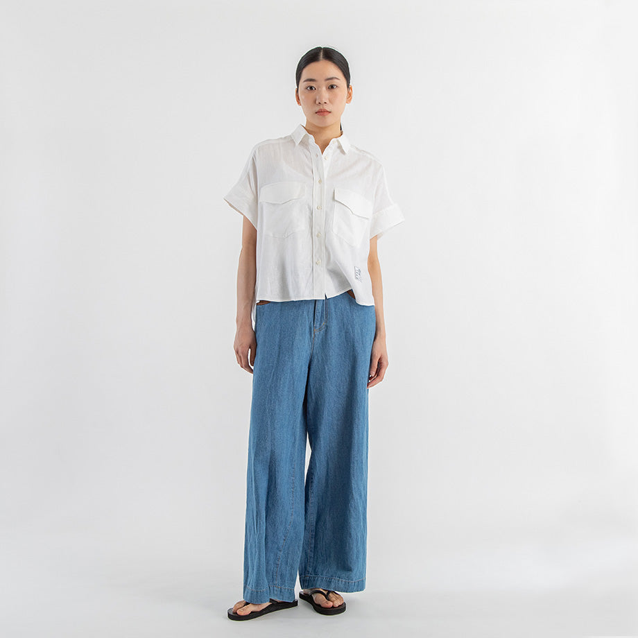 リネンコットン 半袖シャツ