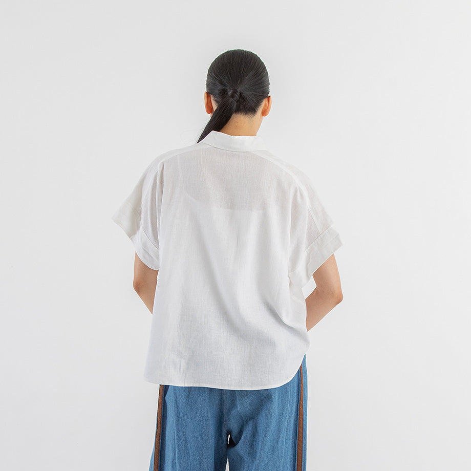 リネンコットン 半袖シャツ